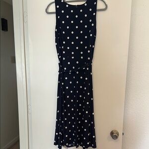 Women’s Navy Polka Dot Sleeveless Dress